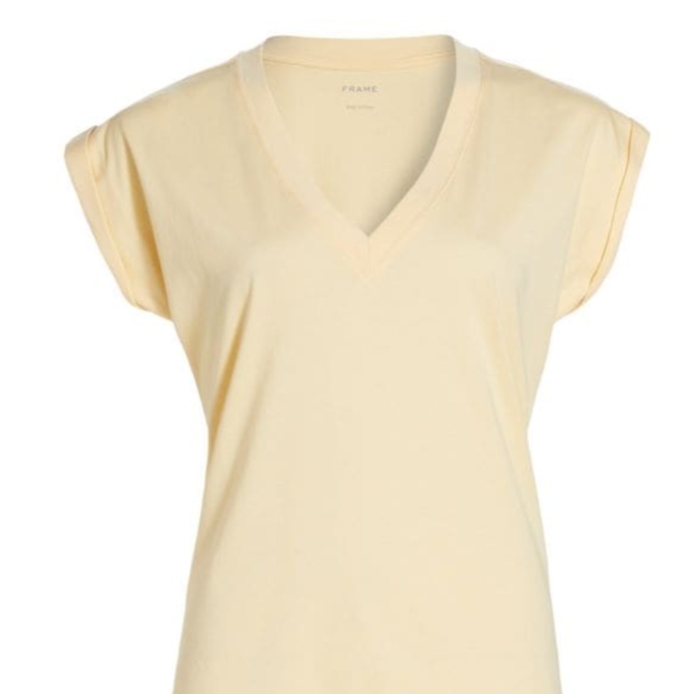 Frame Denim Women's Cream V-Neck Top